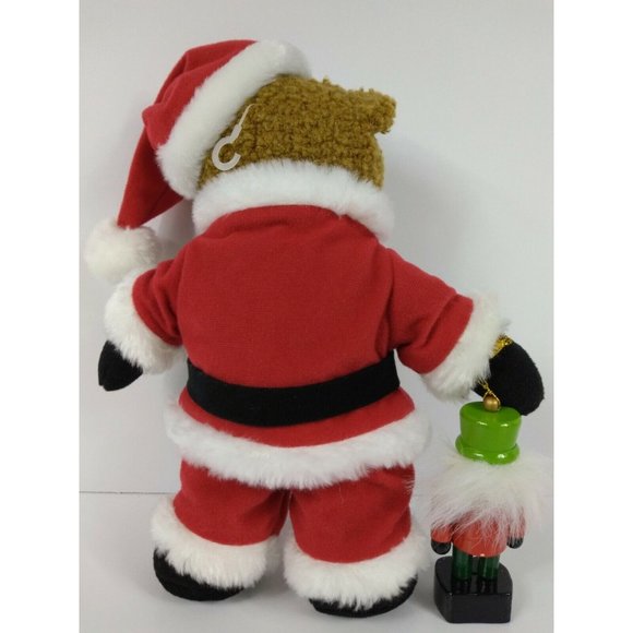 Santa Bear 10.5" Plushie w/ USA 2005 Christmas Postal Stamp & Wood Nutcracker - Picture 3 of 7